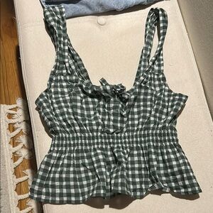 Madewell Green Gingham Women's Top
